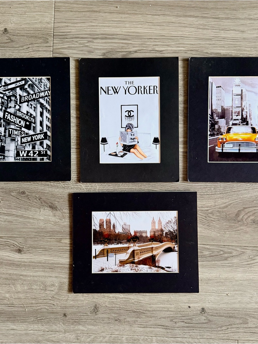 Set of 4 NYC Black Framed Wall Art - Black
